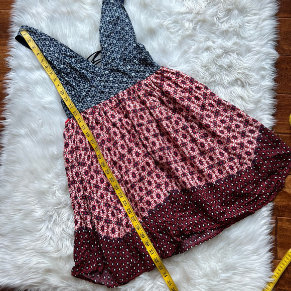 Lulus Womens Sundress Red Floral Lined Mini V Neck Sleeveless Cut Out Boho XS - Picture 5 of 6